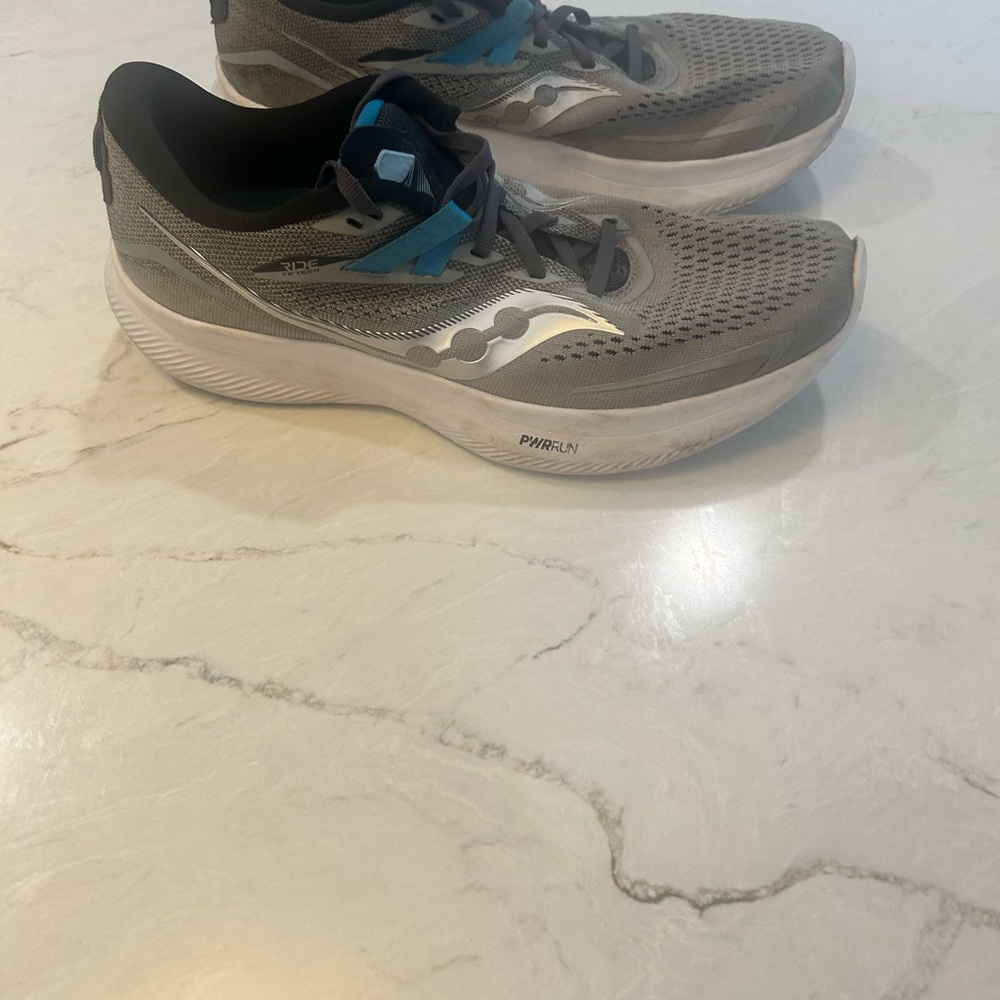 Saucony Gray and Blue Athletic Shoes with Cushioned Soles